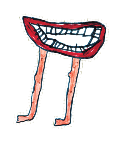 Smiling mouth with legs