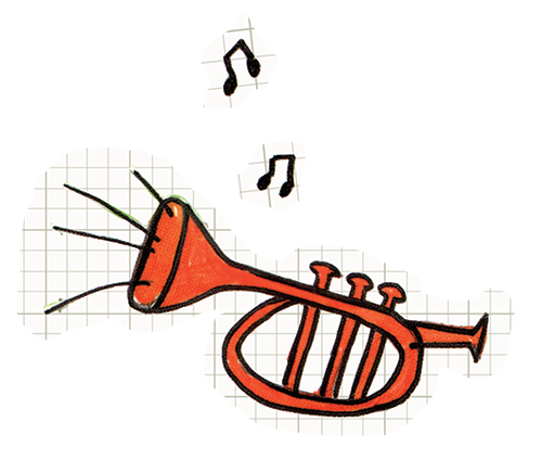 red cartoon trumpet